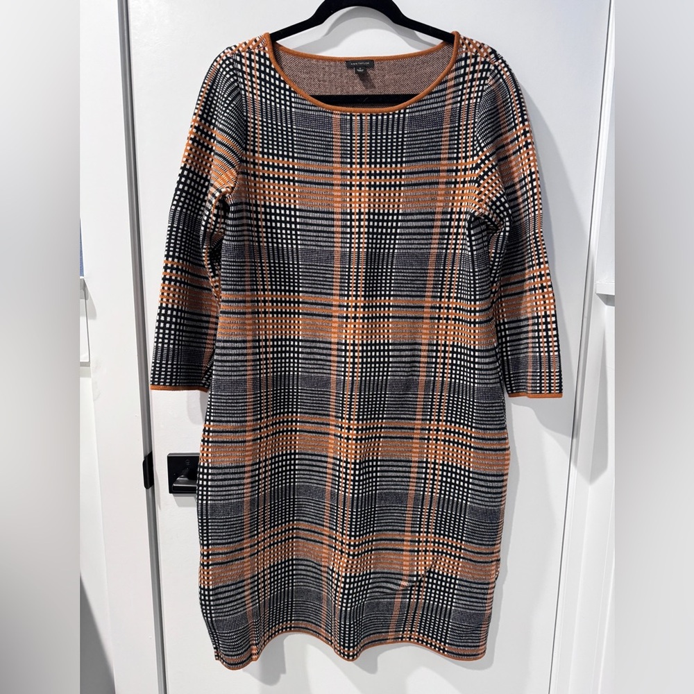 Ann Taylor plaid sweater dress